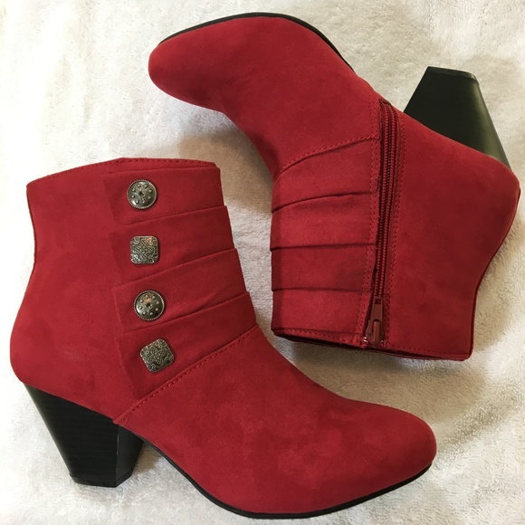 SOLD ~ Covington Susan Red Suede Booties NWOT - Picture 2 of 8